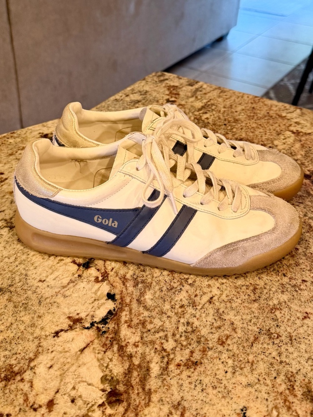 Gola Stadium Sneaker in White and Blue